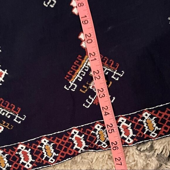 Madewell Boho Tribal 3/4 sleeve print pop over top In navy EUC - Picture 10 of 10